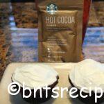 hot cocoa cupcakes inspired by the Starbucks hot cocoa pack