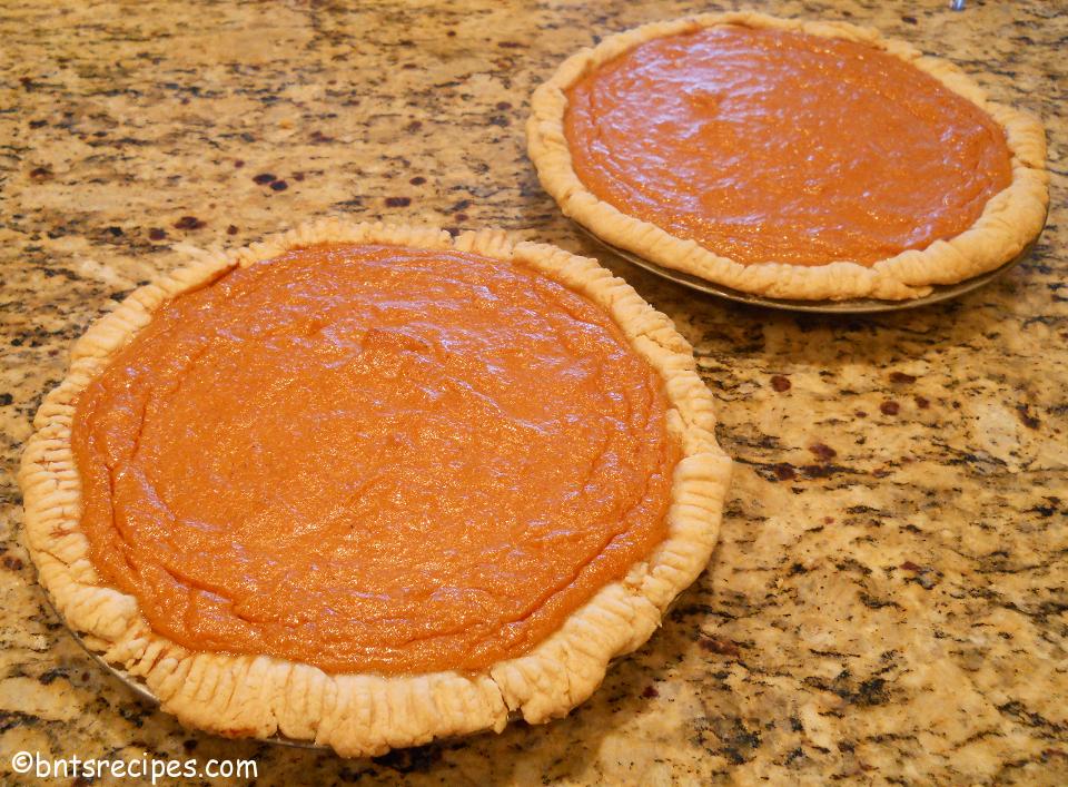 two sweet potato pies ready to be eaten