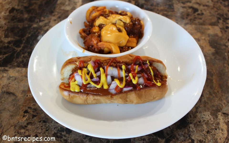 Detroit Chili Cheese Hot Dogs and Fries