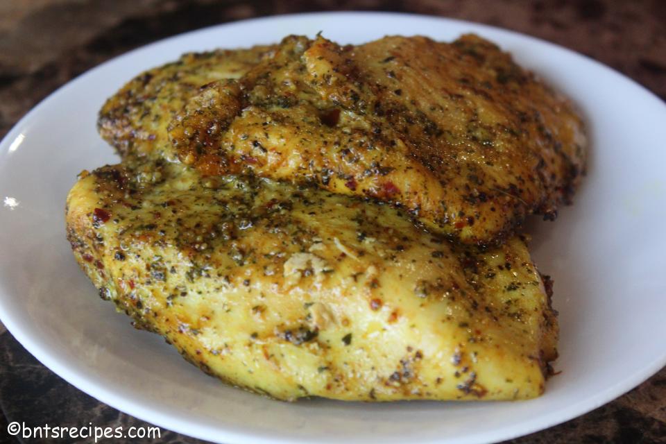 front view of cajun baked chicken breasts