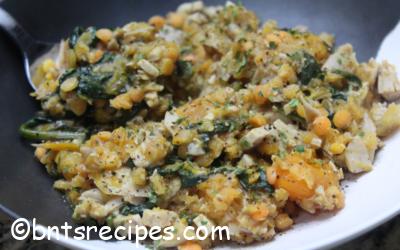 Lentil, Butternut Squash, Spinach Stoup with Leftover Turkey